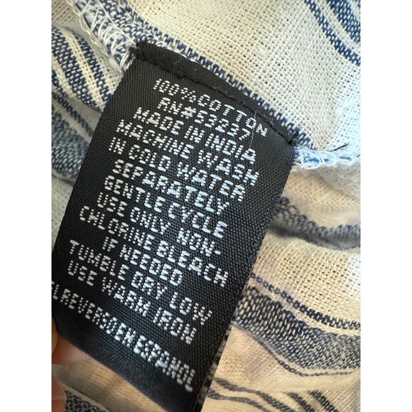 Mlle Gabrielle Cotton Midi Dress 3X Blue White Stripe Sleeveless - Picture 5 of 7